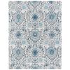 5' x 7' Coastal Blue Grey Damask Indoor Area Rug