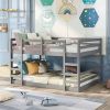 Full over Full Modern Low Profile Bunk Bed in Grey Wood Finish