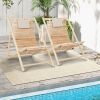 Solid Fir Wood Lounge Chair with 3-Level Adjustable Backrest and Soft Padded Headrest-Natural