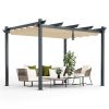 10 x 12 Feet Outdoor Aluminum Retractable Pergola Canopy Shelter Grape Trellis-Beige