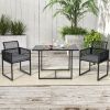 3 Pieces Outdoor Dining Set with Folding Backrest and Seat Cushions-Black