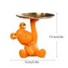 NORTHEUINS Resin Bear Empty Pocket House Entry Decoration Tray Keys Receiver Storage Figurines for Interior Home Object Statues - Orange