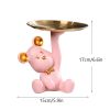 NORTHEUINS Resin Bear Empty Pocket House Entry Decoration Tray Keys Receiver Storage Figurines for Interior Home Object Statues - Pink