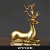 NORTHEUINS Resin Golden Couple Deer Figurines for Interior Nordic Animal Statue Official Sculptures Home Decoration Accessories - Sitting Deer