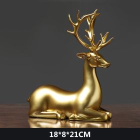 NORTHEUINS Resin Golden Couple Deer Figurines for Interior Nordic Animal Statue Official Sculptures Home Decoration Accessories - Sitting Deer