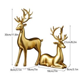 NORTHEUINS Resin Golden Couple Deer Figurines for Interior Nordic Animal Statue Official Sculptures Home Decoration Accessories - Couple Deers