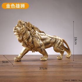 Golden Lion King Resin Ornament Home Office Desktop Animal Statue Decoration Accessories Living Room Home Decoration Ornament - Lion king