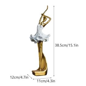NORTHEUINS Resin Ballet Dancer Figurines for Interior Art Girl Statue Home Living Room Bedroom Entrance Display Decor Accessorie - A Golden
