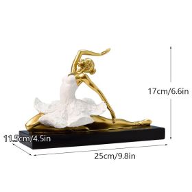 NORTHEUINS Resin Ballet Dancer Figurines for Interior Art Girl Statue Home Living Room Bedroom Entrance Display Decor Accessorie - D Golden