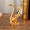 1pc; Coffee Dessert Spoon Set; Fruit Cake Coffee Tea Spoon; Swan Shaped Base Holder Cutlery Set; Zinc Alloy Metal Tableware - Golden - 16cmSwan Fork