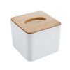 Japanese Style Tissue Box Holder Square Bamboo Tissue Cover Box for Home Office Bar - Default