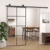 Sliding Door Black 40.4"x80.7" ESG Glass and Aluminum - Black