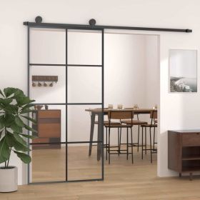 Sliding Door Black 40.4"x80.7" ESG Glass and Aluminum - Black