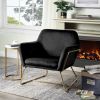 Keira Black Velvet Accent Chair with Metal Base - as Pic