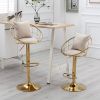 Off-White velvet bar chair, pure gold plated, unique design,360 degree rotation, adjustable height,Suitable for dinning room and bar,set of 2 - as Pic