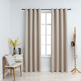 Blackout Curtains with Rings 2 pcs Beige 54"x95" Fabric - Beige