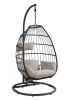 Oldi Patio Hanging Chair with Stand; Beige Fabric & Black Wicker - 45115
