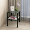 Glass two layer tea table;  small round table;  bedroom corner table;  living room white side table - Black