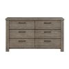 Rustic Style 1pc Gray Dresser of 6x Drawers Metal Hardware Wooden Bedroom Furniture - as Pic