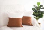 Vegan Leather Pillow Cover - Cotton
