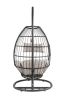 Oldi Patio Hanging Chair with Stand; Beige Fabric & Black Wicker - 45115