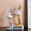 NORTHEUINS Resin Ballet Dancer Figurines for Interior Art Girl Statue Home Living Room Bedroom Entrance Display Decor Accessorie - B Golden