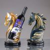 NORTHEUINS Resin Horse Head Wine Rack Figurines Interior Bottle Holder Storage Ornaments Home Living Room Tabletop Decorations - Silver