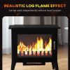 1000W/1500W 24" Electric Fireplace Stove, Freestanding Fireplace Heater with Realistic Flame, Adjustable Temperature, Black-AS - as picture