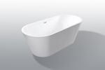 Acrylic Freestanding Bathtub-Acrylic Soaking Tubs, Oval Shape Freestanding Bathtubs With Chrome Overflow and Pop Up Drain - Gloss White