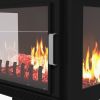 1000W/1500W 24" Electric Fireplace Stove, Freestanding Fireplace Heater with Realistic Flame, Adjustable Temperature, Black-AS - as picture