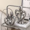 NORTHEUINS Ceramic Abstract Couple Statue European Figure Lover Figurines for Anniversary Collection Home Living Room Decoration - A