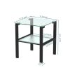 Glass two layer tea table;  small round table;  bedroom corner table;  living room white side table - Black
