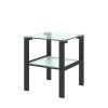 Glass two layer tea table;  small round table;  bedroom corner table;  living room white side table - Black