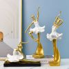 NORTHEUINS Resin Ballet Dancer Figurines for Interior Art Girl Statue Home Living Room Bedroom Entrance Display Decor Accessorie - D Golden