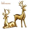 NORTHEUINS Resin Golden Couple Deer Figurines for Interior Nordic Animal Statue Official Sculptures Home Decoration Accessories - Couple Deers