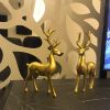 NORTHEUINS Resin Golden Couple Deer Figurines for Interior Nordic Animal Statue Official Sculptures Home Decoration Accessories - Sitting Deer