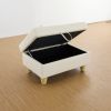 White Faux Leather Storage Ottoman Living Room Sofa - White