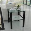 Glass two layer tea table;  small round table;  bedroom corner table;  living room white side table - Black