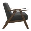 Modern Home Furniture Dark Gray Fabric Upholstered 1pc Accent Chair Cushion Back and Seat Walnut Finish Solid Rubber Wood Furniture - as Pic