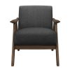 Modern Home Furniture Dark Gray Fabric Upholstered 1pc Accent Chair Cushion Back and Seat Walnut Finish Solid Rubber Wood Furniture - as Pic