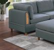 Living Room Furniture Corner Wedge Steel Color Dorris Fabric 1pc Cushion Wedge Sofa Wooden Legs - as Pic