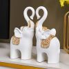 NORTHEUINS Resin Couple Elephant Figurines for Home Office Tabletop Decor Accessories Nordic Animal Statues Interior Ornament - White
