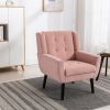 Modern Soft Velvet Material Ergonomics Accent Chair Living Room Chair Bedroom Chair Home Chair With Black Legs For Indoor Home - as Pic