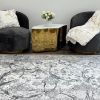 Penina Luxury Area Rug in Gray with Silver Circles Abstract Design - as Pic