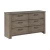 Rustic Style 1pc Gray Dresser of 6x Drawers Metal Hardware Wooden Bedroom Furniture - as Pic