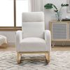 [Video] Welike 27.6"W Modern Accent High Backrest Living Room Lounge Arm Rocking Chair, Two Side Pocket ,Teddy White (Ivory) - as Pic