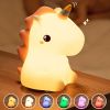 Cute Silicone LED Night Light Unicorn Deer For Kids USB Rechargeable Animal Dinosaur Bedroom Decor Touch Night Lamp For Gifts - unicorn