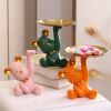 NORTHEUINS Resin Bear Empty Pocket House Entry Decoration Tray Keys Receiver Storage Figurines for Interior Home Object Statues - Green
