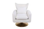 Classic Mid-Century 360-degree Swivel Accent Chair, White Teddy Fabric - as Pic