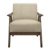 Modern Home Furniture Light Brown Fabric Upholstered 1pc Accent Chair Walnut Finish Wood Cushion Back and Seat Furniture - as Pic